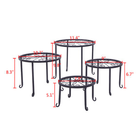 ALICIAN 4pcs Plant Stands Indoor Outdoor Strong Plant Shelves Black