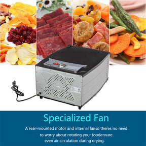 DISHYKOOKER Food Dehydrator 360 Degree Airflow Adjustable Dryer Grey