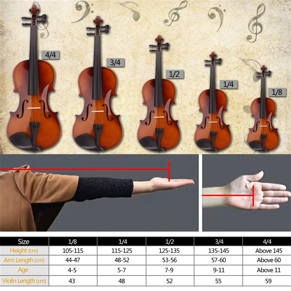 YIWA 1/8 Acoustic Violin With Box Bow Rosin Natural Violin