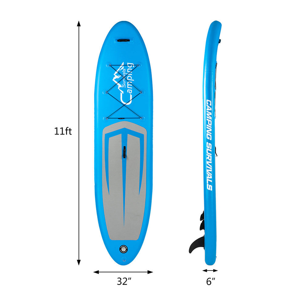 THBOXES Inflatable Stand Up 11ft Paddle Board with Removable Fin Surfboard Sup Blue Gray