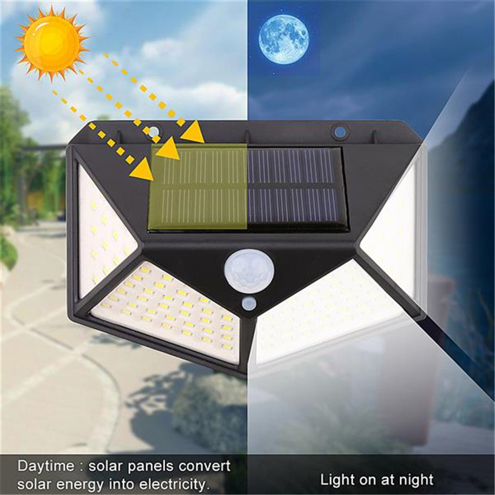 REDCOLOURFUL 100led Solar Wall Lights Waterproof Motion Sensor Light Black