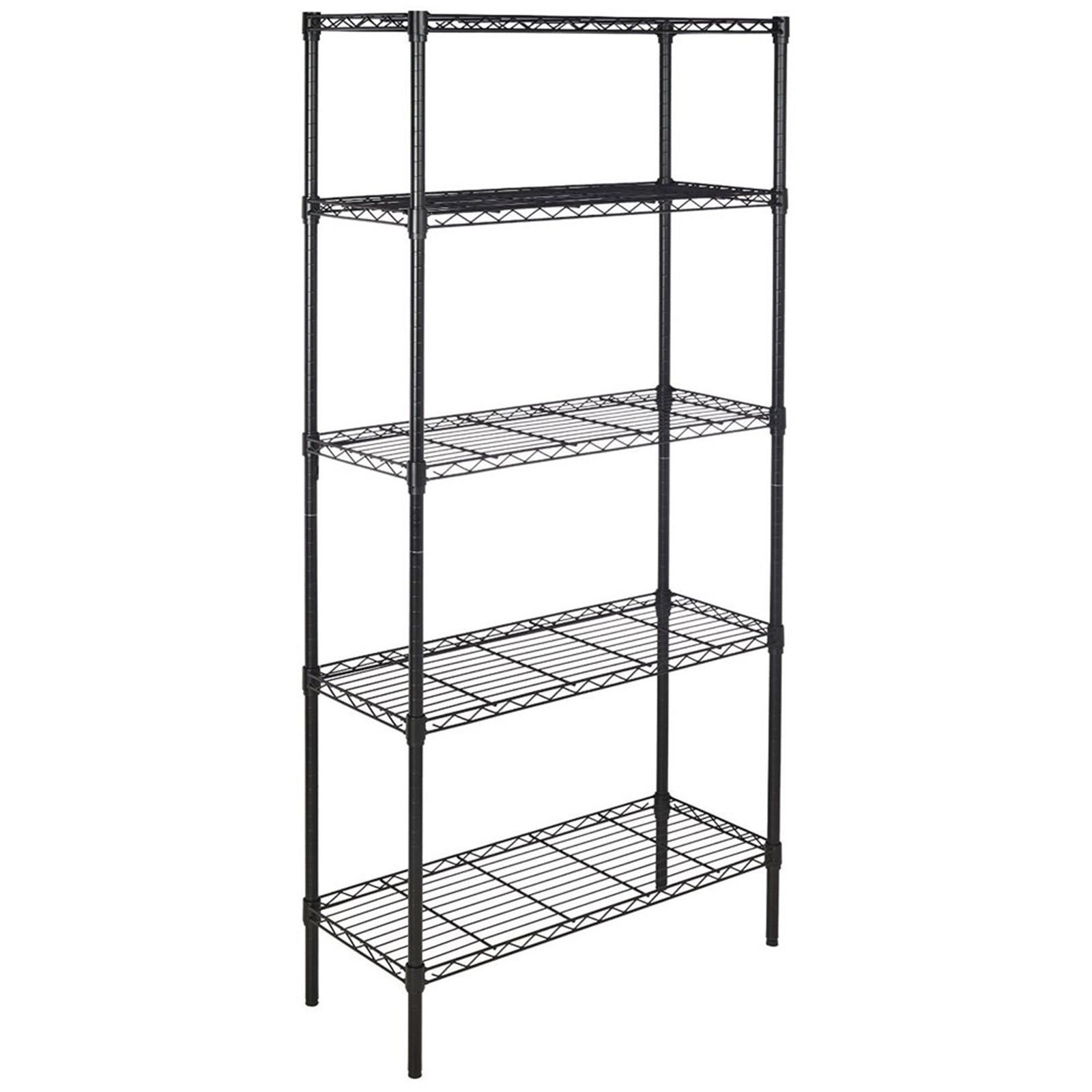RONSHIN 5-Layer Metal Shelf Rack Storage Rack for Kitchen Laundry Bathroom 180*90*35 Black