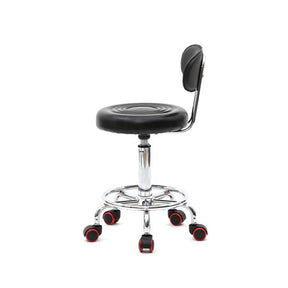 ALICIAN Rolling Swivel PU Leather Salon Stool Office Chair with Back Support Black