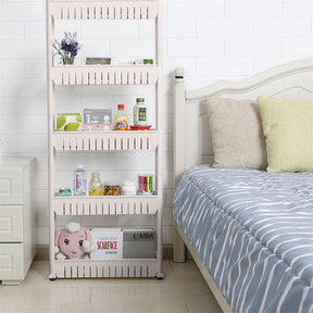RONSHIN 5-layer Shelf Rolling Storage Shelf for Household Living Room Organizer Grey