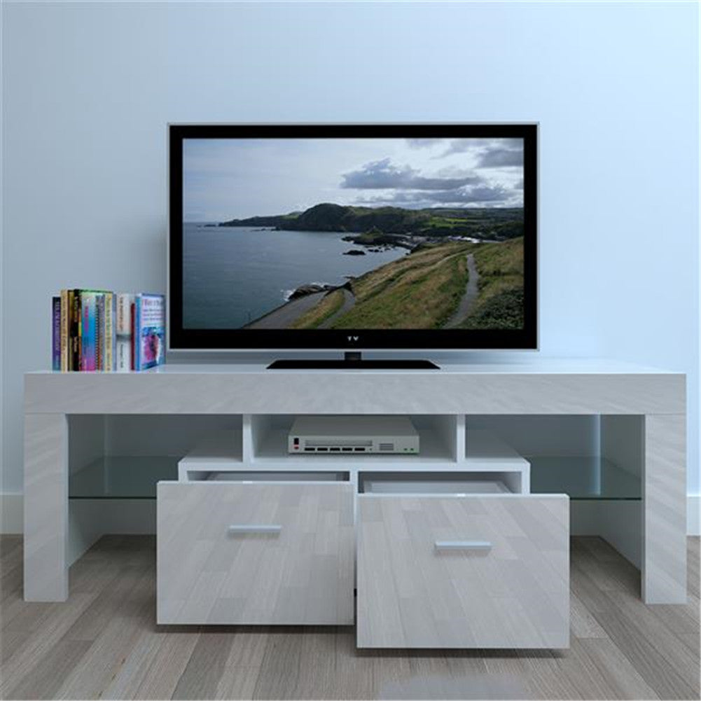 ALICIAN TV Stand Cabinet Modern with 2 Storage Drawer White