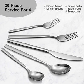 CIBEAT 40 Piece Stainless Steel Kitchen Flatware Set - Silver