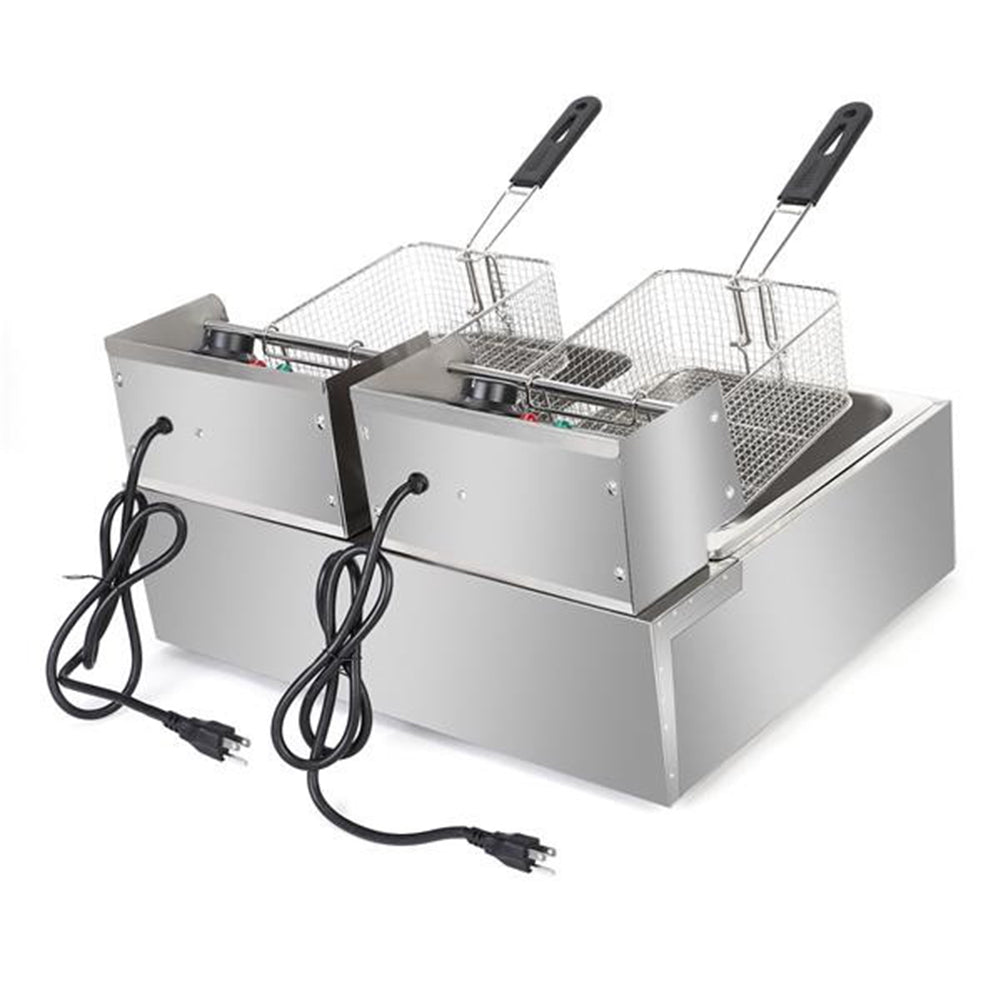 ZOKOP Electric Deep Fryer with Double Basket 2 Baskets Silver