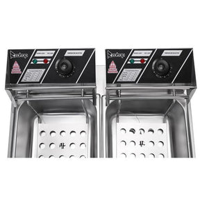 ZOKOP Electric Deep Fryer with Double Basket 2 Baskets Silver
