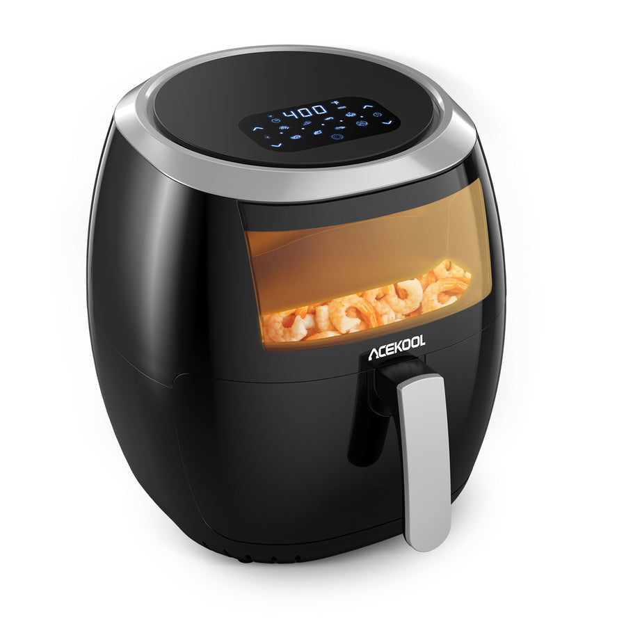 8.5 QT Touch Screen Air Fryer - Large Capacity, Visible Window,  Non-Stick-White