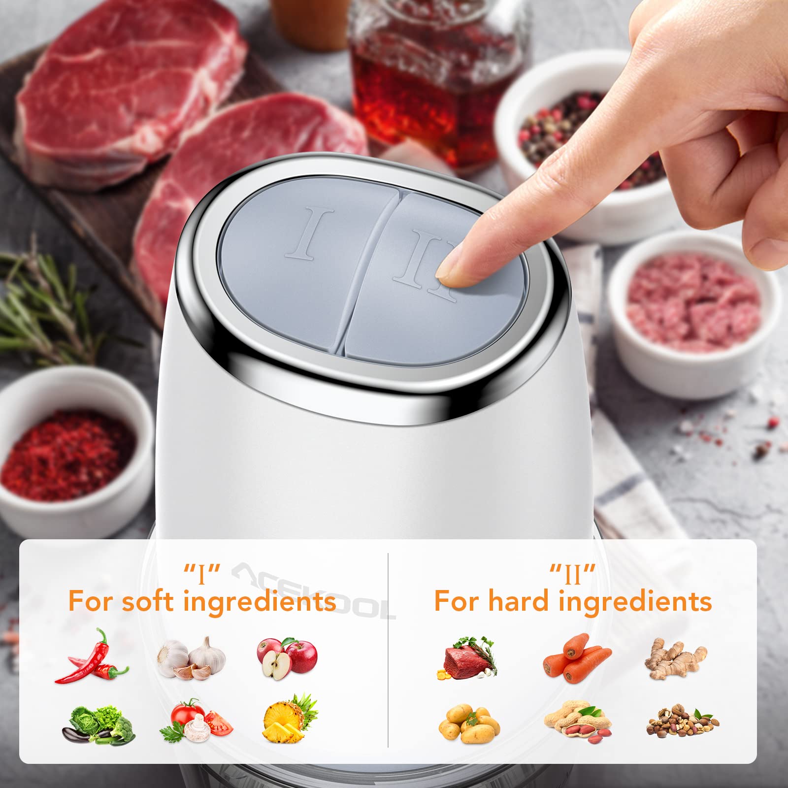 ACEKOOL Blender BC7 600mL Mini Food Processor for Vegetables Meat Fruits
