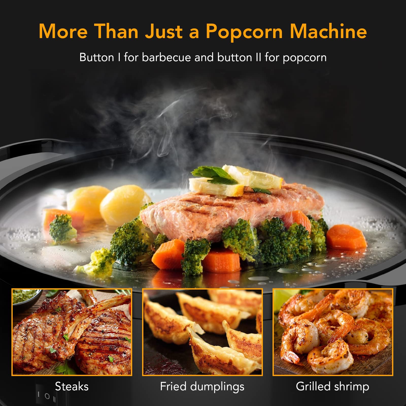 ACEKOOL Multifunctional Popcorn Popper Maker Machine - Black