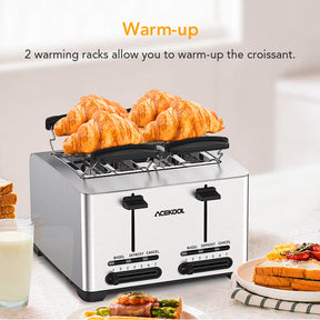 ACEKOOL Toaster TA1 Stainless Steel 4-Slice 7 Shades Toaster