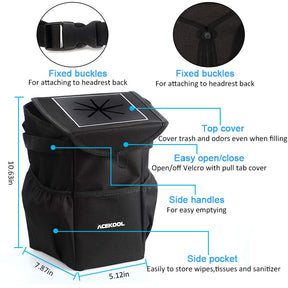 ACEKOOL Car Trash Garbage Bag Can with Lid Outdoor Portable 100% Leak Proof