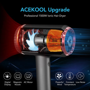 ACEKOOL Ionic Hair Dryer HB1 Blow Dryer with LED Display