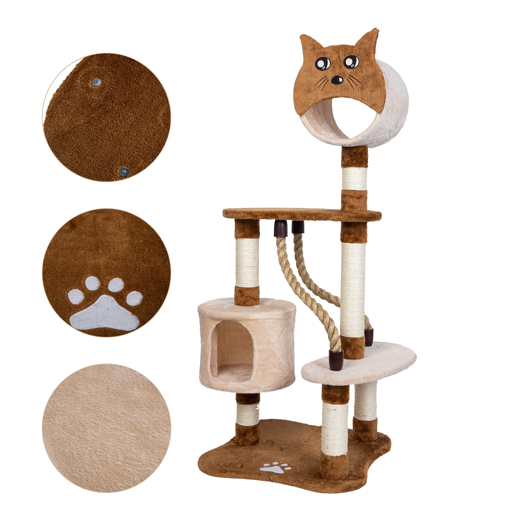 ASYPETS Cat Activity Tree 50¡±Multi-Level Wooden Pet Furniture