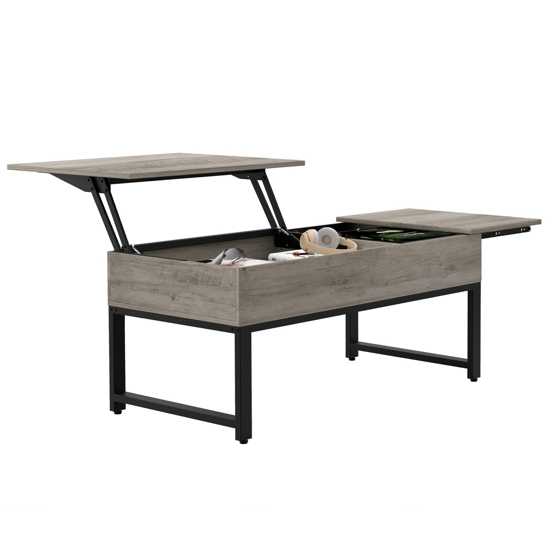 IDEALHOUSE Lift Top Coffee Table with Hidden Storage - Black