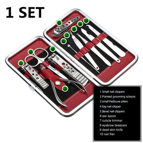 SHININGLOVE 10 in 1 Stainless Steel Manicure Pedicure Ear pick Nail-Clippers Set