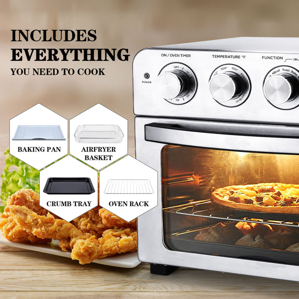 GEEK CHEF 24QT Air Fryer Toaster Oven 6 Slice Countertop Oven 1700W Fry Oil-Free Silver