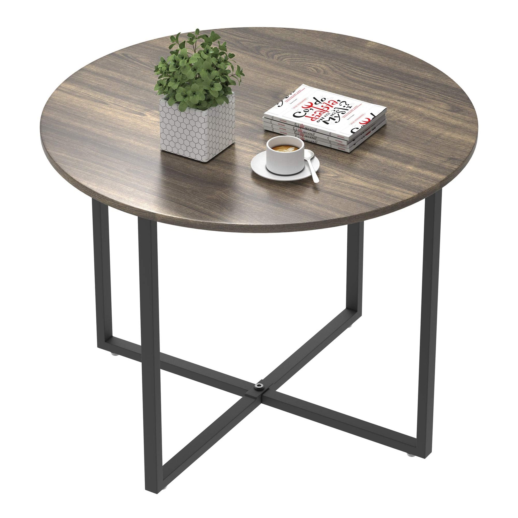 IDEALHOUSE 60CM Round Coffee Table Industrial Design - Grey