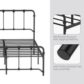 IDEALHOUSE Full Size Metal Bed Frame Black Platform Bed