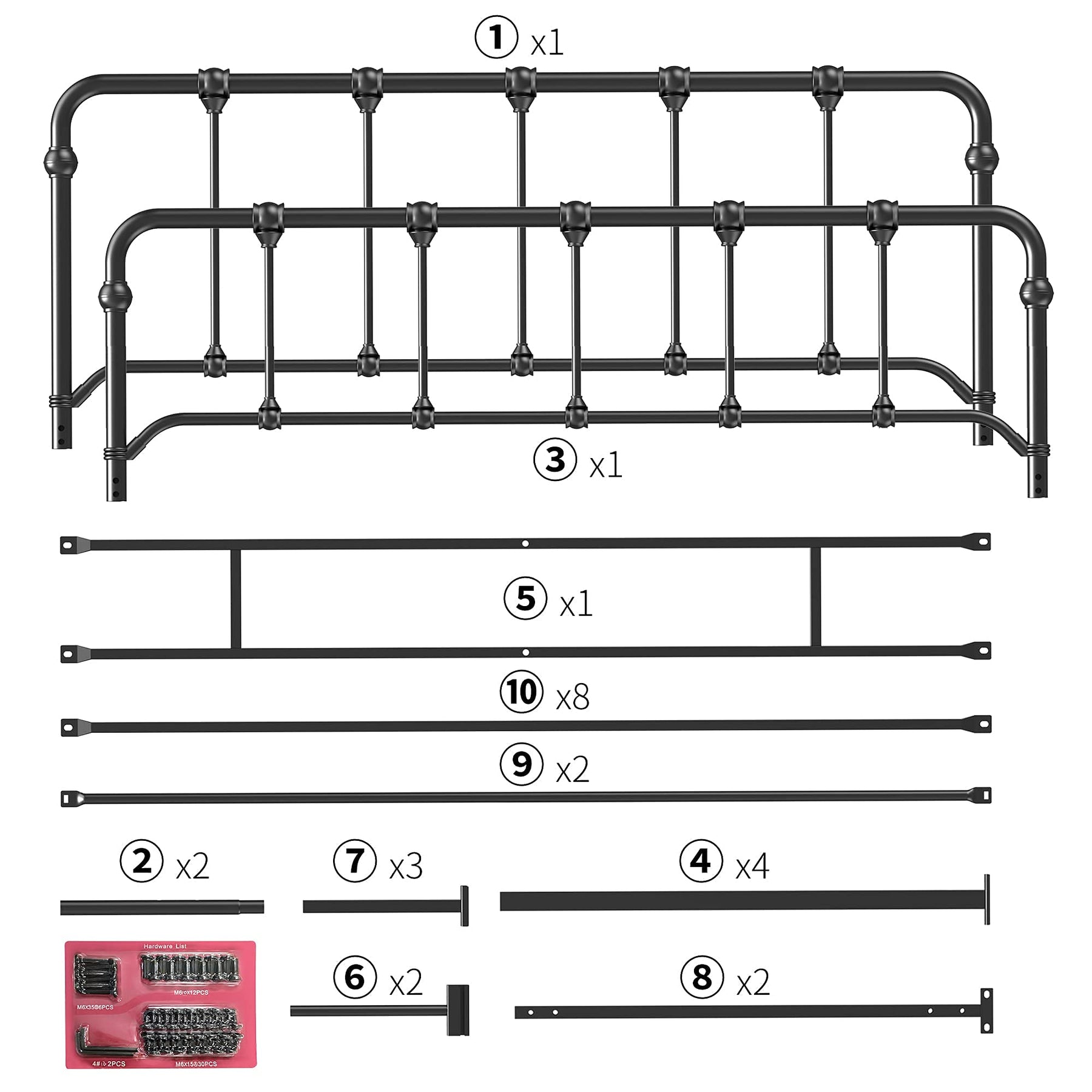 IDEALHOUSE Full Size Metal Bed Frame Black Platform Bed