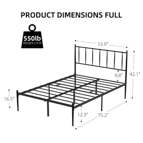 IDEALHOUSE Full Size Metal Platform Bed Frame with Headboard