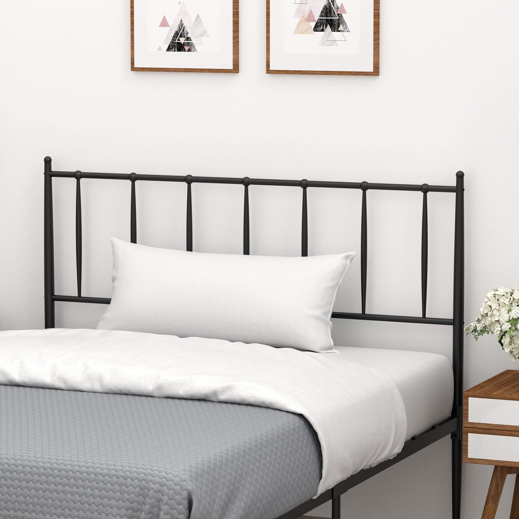 IDEALHOUSE Full Size Metal Platform Bed Frame with Headboard