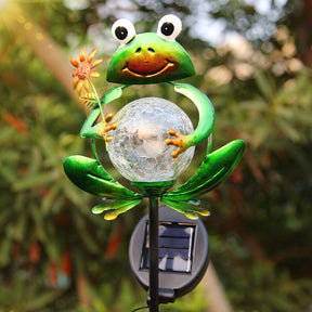 LITAKE Metal Frog Garden Decor Solar Lights