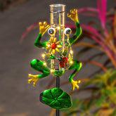 LITAKE Metal Solar Frog Rain Gauge Outdoor Decorative