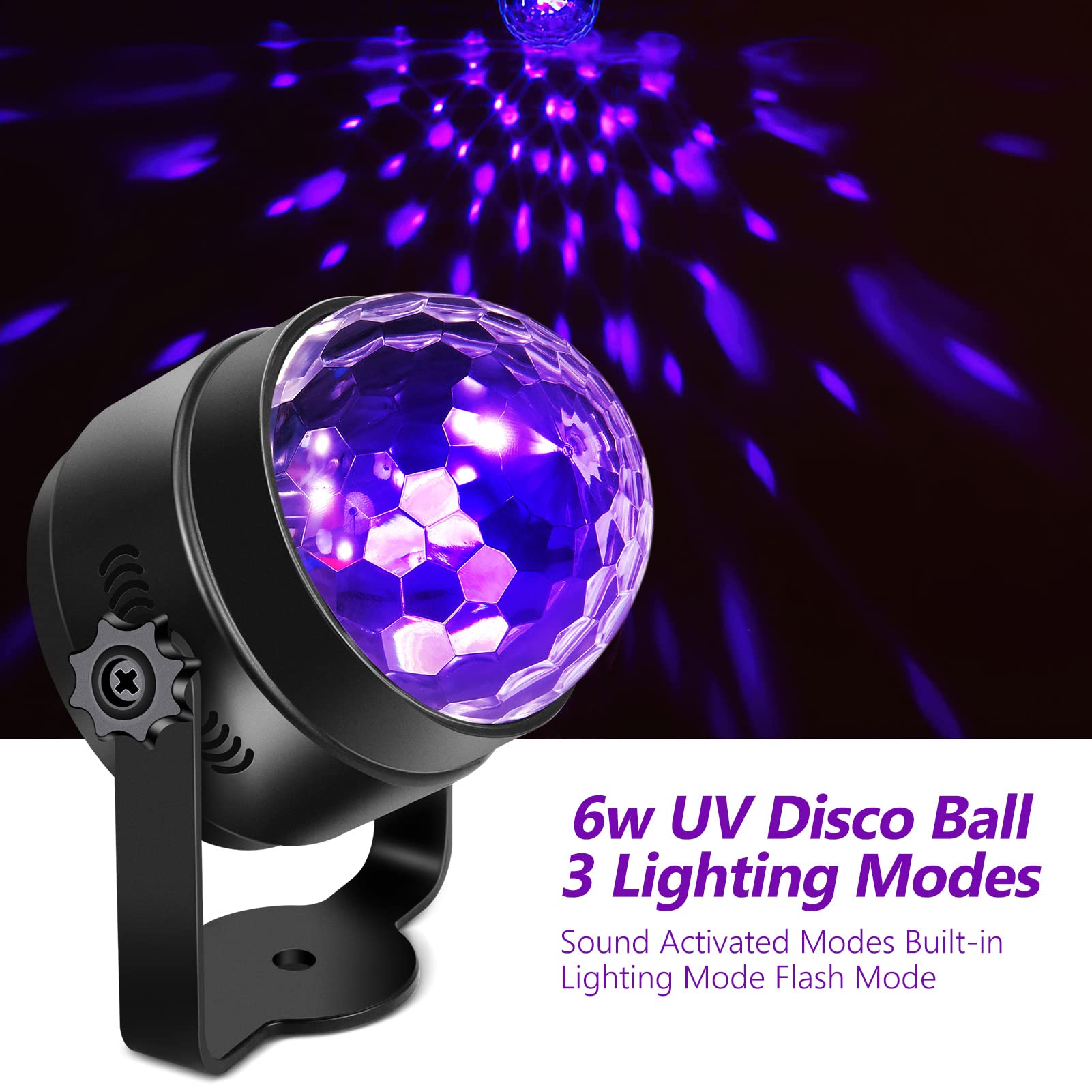 LITAKE 2Pcs UV Black Light 6W LED Disco Ball Party Lights
