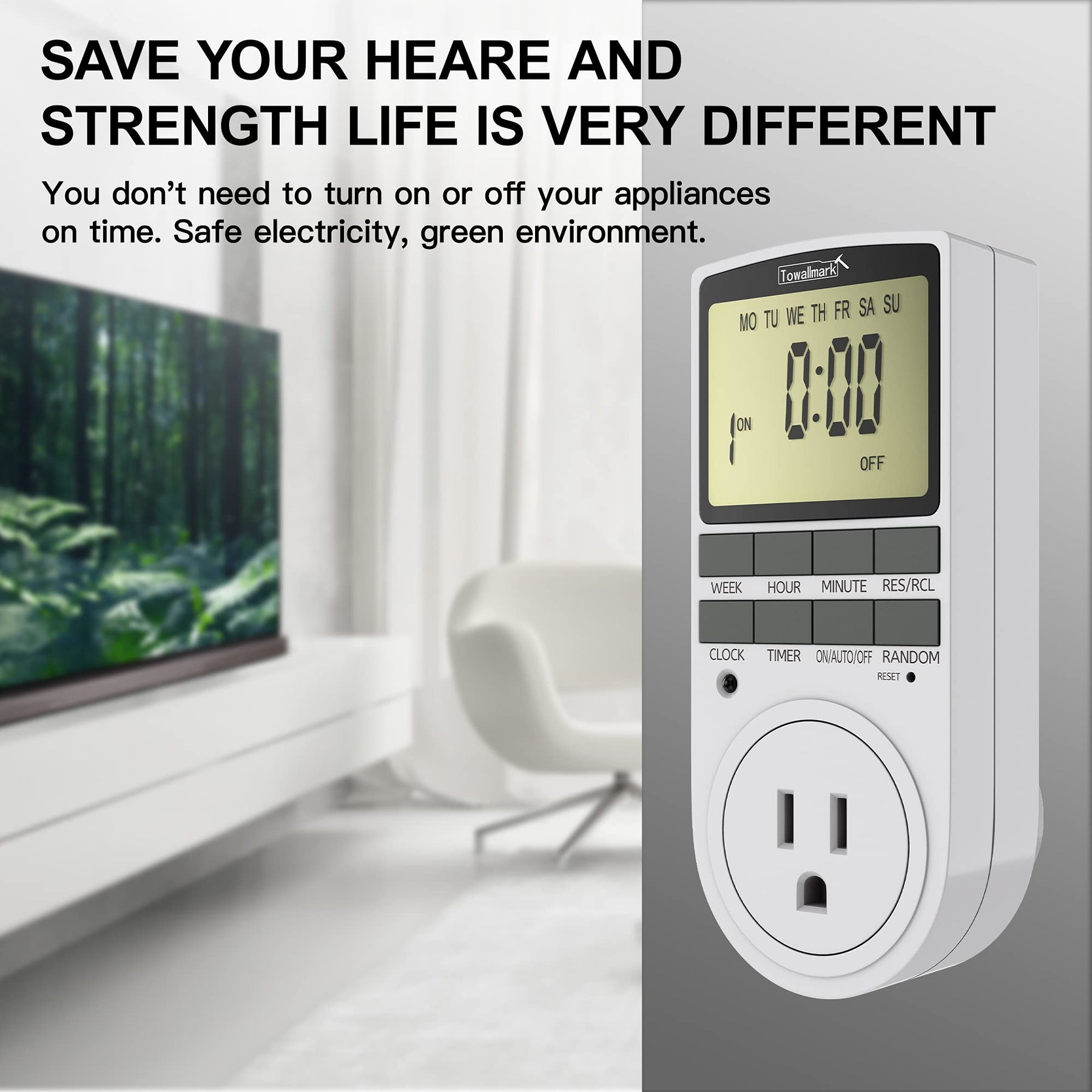 TOWALLMARK Digital Timer Outlet Indoor Plug-in Electric Timer