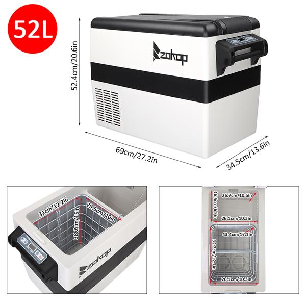 ZOKOP BCD52 52L Car Refrigerator Compressor Key Display