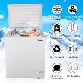 ZOKOP BD-150 143L Single Door Horizontal Freezer AC115V 60Hz Freezing Refrigerator White