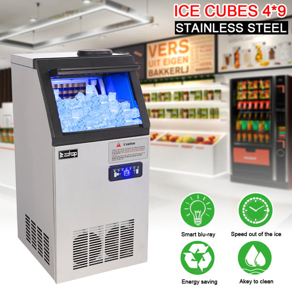ZOKOP Ice Maker BY-70PF Cube Machine Stainless Steel Freestanding