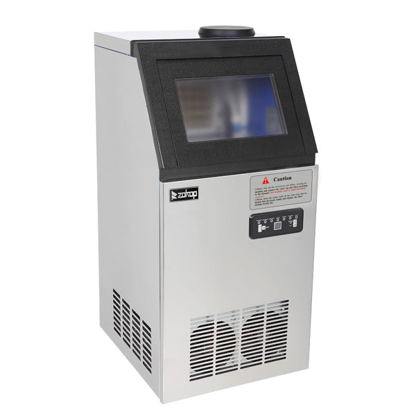 ZOKOP Ice Maker BY-90PF Cube Machine Stainless Steel Freestanding