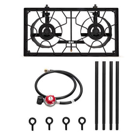 ZOKOP EX72 Double Burner Outdoor Camp Stove Gas Cooker  Portable Cast Iron Patio Cooking Burner