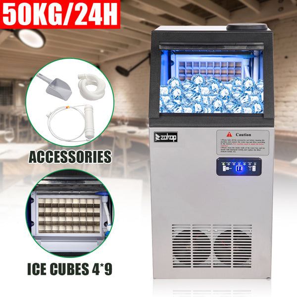 ZOKOP Ice Maker Cube Machine SKF-B30F-C-32R Stainless Steel Freestanding