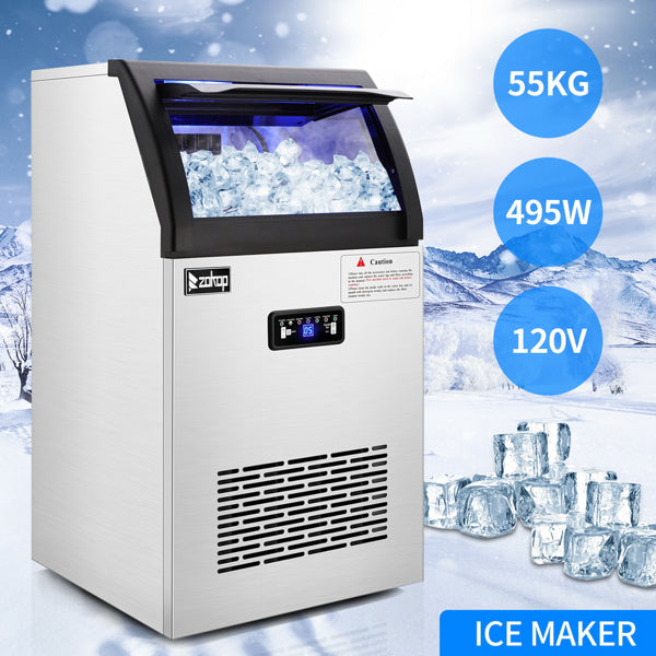 ZOKOP Ice Maker Cube Machine SKF-C50FL 120V 495W Stainless Steel Freestanding