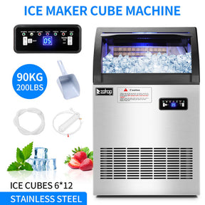 ZOKOP Ice Maker Cube Machine SKF-D65F 120V 530W Stainless Steel Freestanding